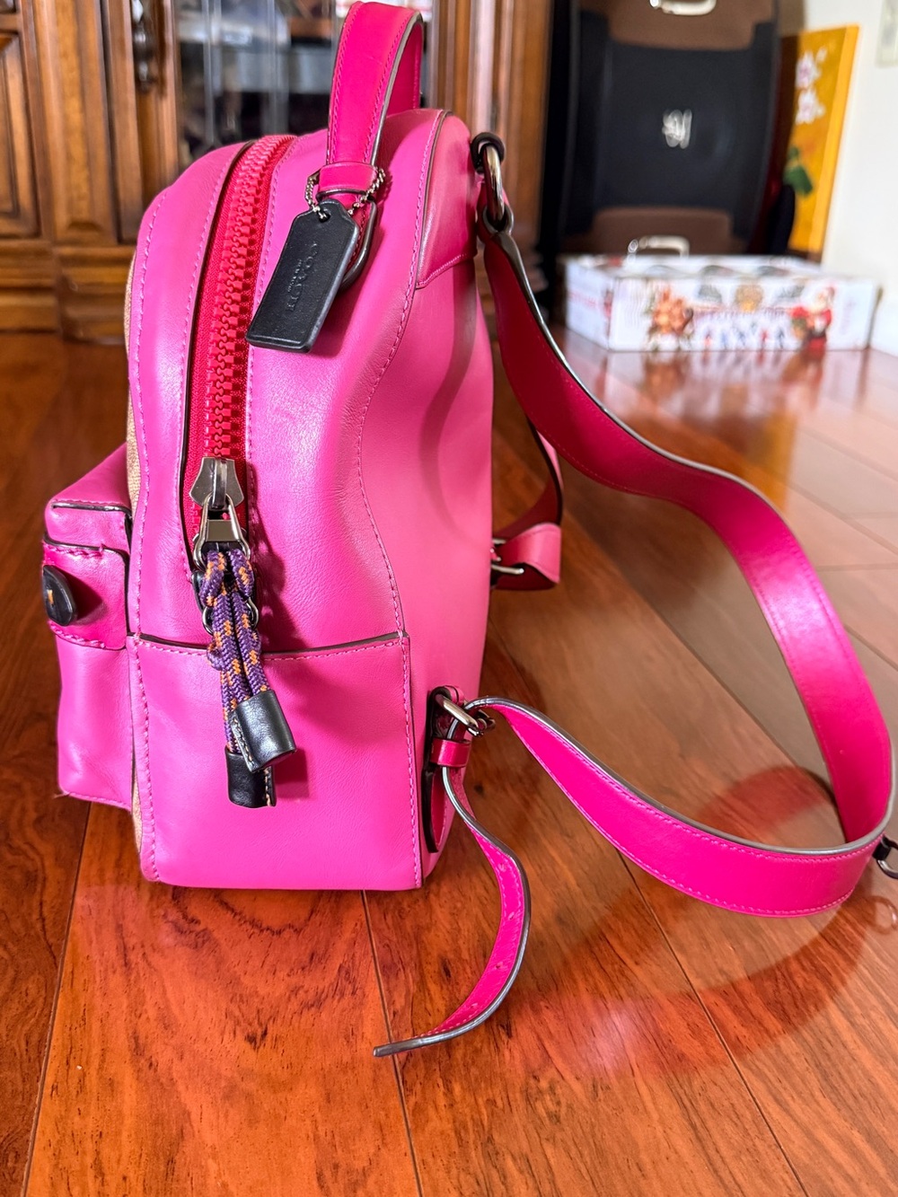 Coach Pink Signature Canvas Mini Backpack - Picture 3 of 10